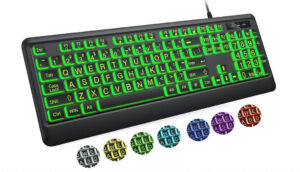 Light Up USB Wired Large Print Keyboard